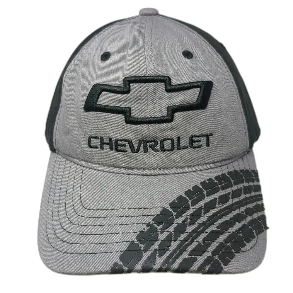 Chevrolet Baseball Cap Gray Black One Size Tire Tread Graphic Slideback GM Hat